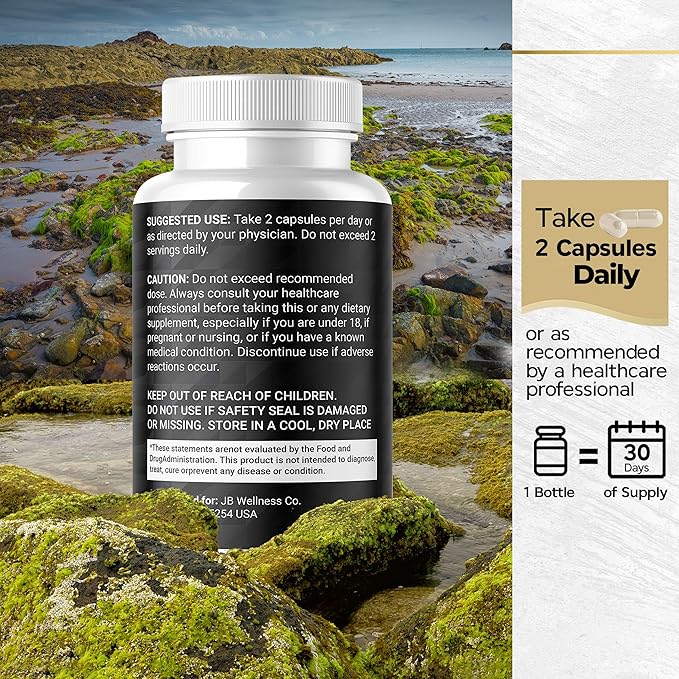 Sea Moss Black Seed Oil Ashwagandha Turmeric Bladderwrack Burdock - with Manuka, Honey Dandelion, ACV Black Pepper Gluten Free - 60 Count