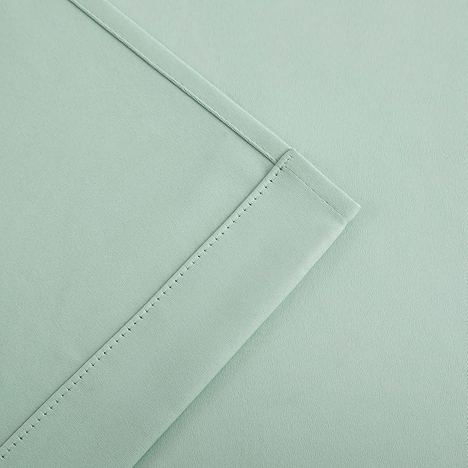Bujasso Aqua 80% Blackout Curtains with Sheer Overlay Mix and Match Double Layer Thermal Insulated Window Panels 63 inch for Living Room Bedroom Mint Green Drapes with Tiebacks Grommet Top 37"Wx63"Lx2