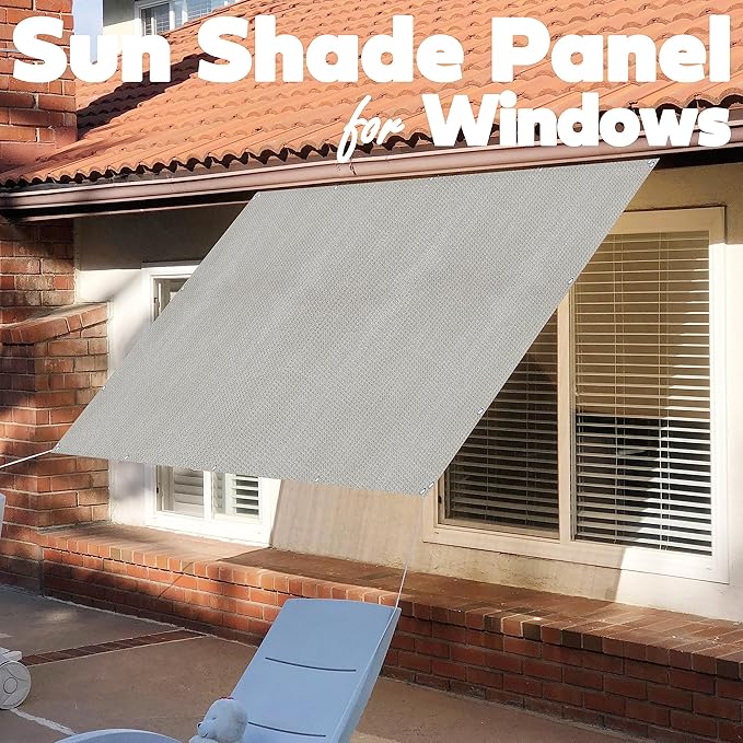 Sun Shade Privacy Panel with Grommets on 4 Sides for Patio, Awning, Window Cover, Pergola or Gazebo (Smoke, 10' x 5')