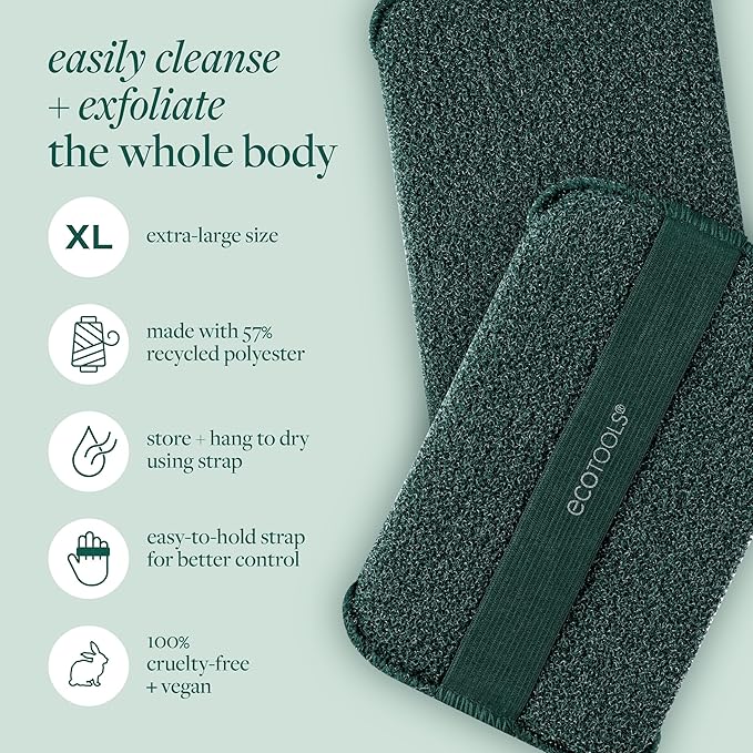 EcoTools XL Body Buffer, Exfoliating Body Scrubber, Large Sponge for Whole Body Cleansing, Quickly Remove Dry Skin, Eco-Friendly Bath Accessory for Men & Women, Cruelty-Free, 1 Count