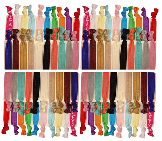 Hair Ties Ponytail Holders ''Solid Assortment'' (Available In Lots Of Pack Quantities) No Crease Ouchless Stretchy Elastic Styli