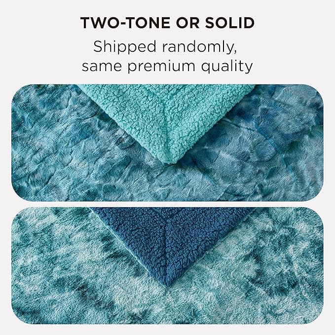 Bedsure Sherpa Blanket King Size - Soft, Fuzzy & Fluffy Faux Fur - Warm, Cozy Blanket for Couch, Sofa and Bed, Tie Dye Design, Teal,108x90 Inches