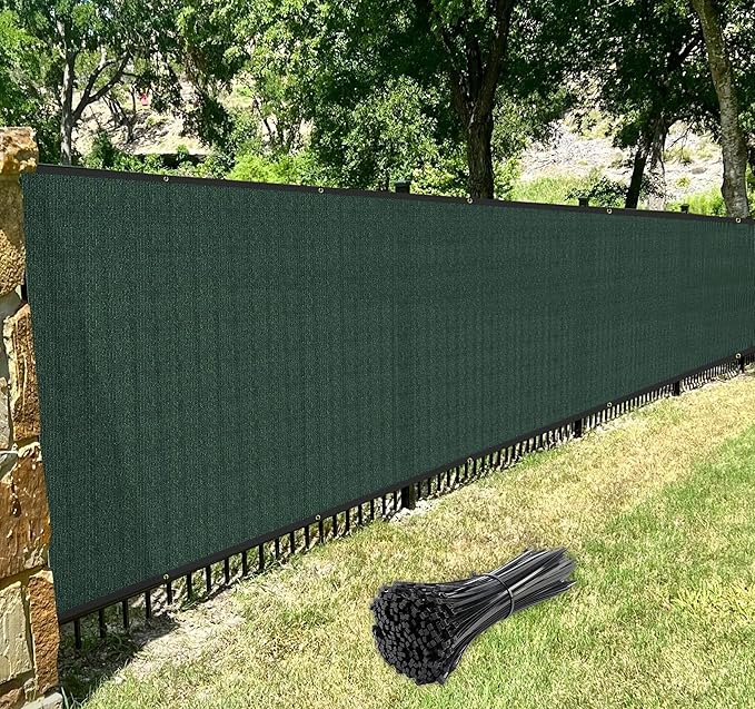 Windscreen4less Privacy Fence Screen Heavy Duty Windscreen Fencing Mesh Fabric Shade Net Cover with Brass Grommtes for Outdoor Wall Garden Yard Pool Deck, 8'x19' Green