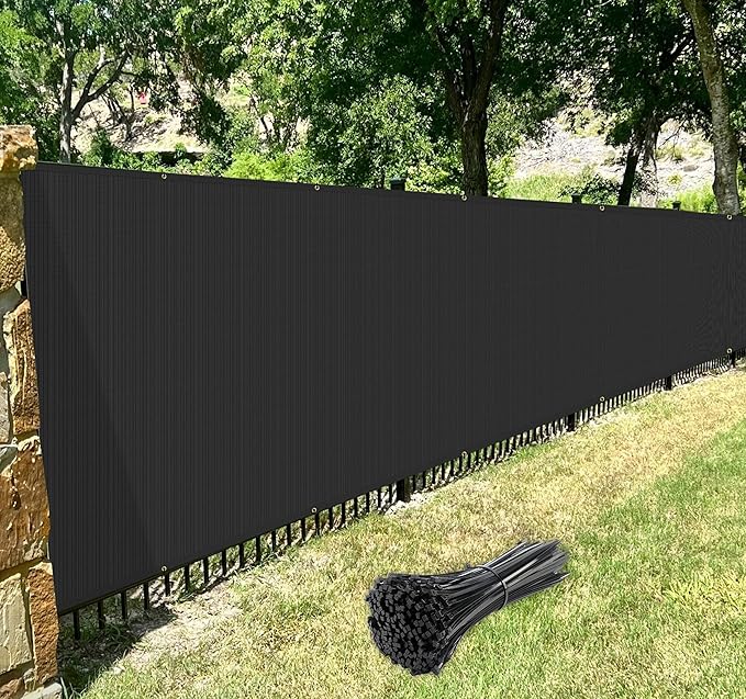 Windscreen4less Privacy Fence Screen Heavy Duty Windscreen Fencing Mesh Fabric Shade Net Cover with Brass Grommtes for Outdoor Wall Garden Yard Pool Deck, 8'x264' Black