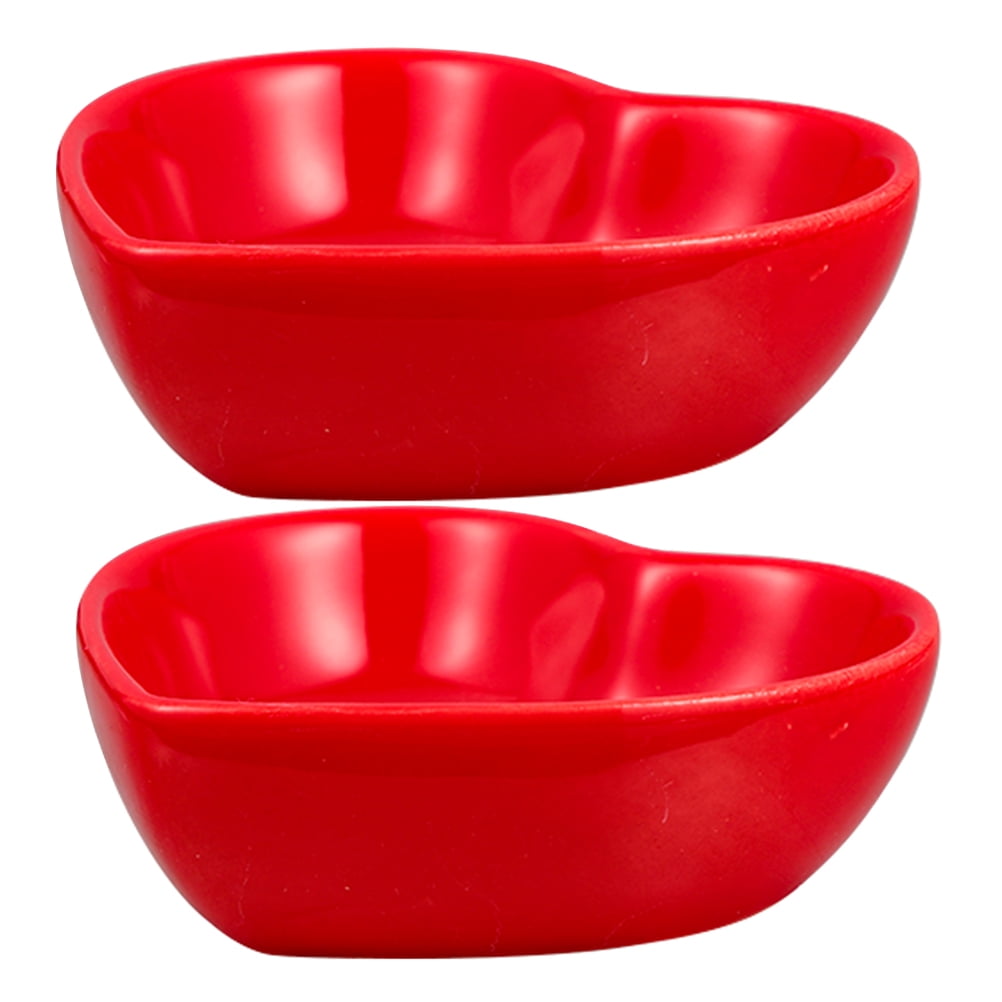 Heart Shaped Sauce Plate Set Ceramic Dish Ceramics Hamster Multipurpose 2 Pcs Red