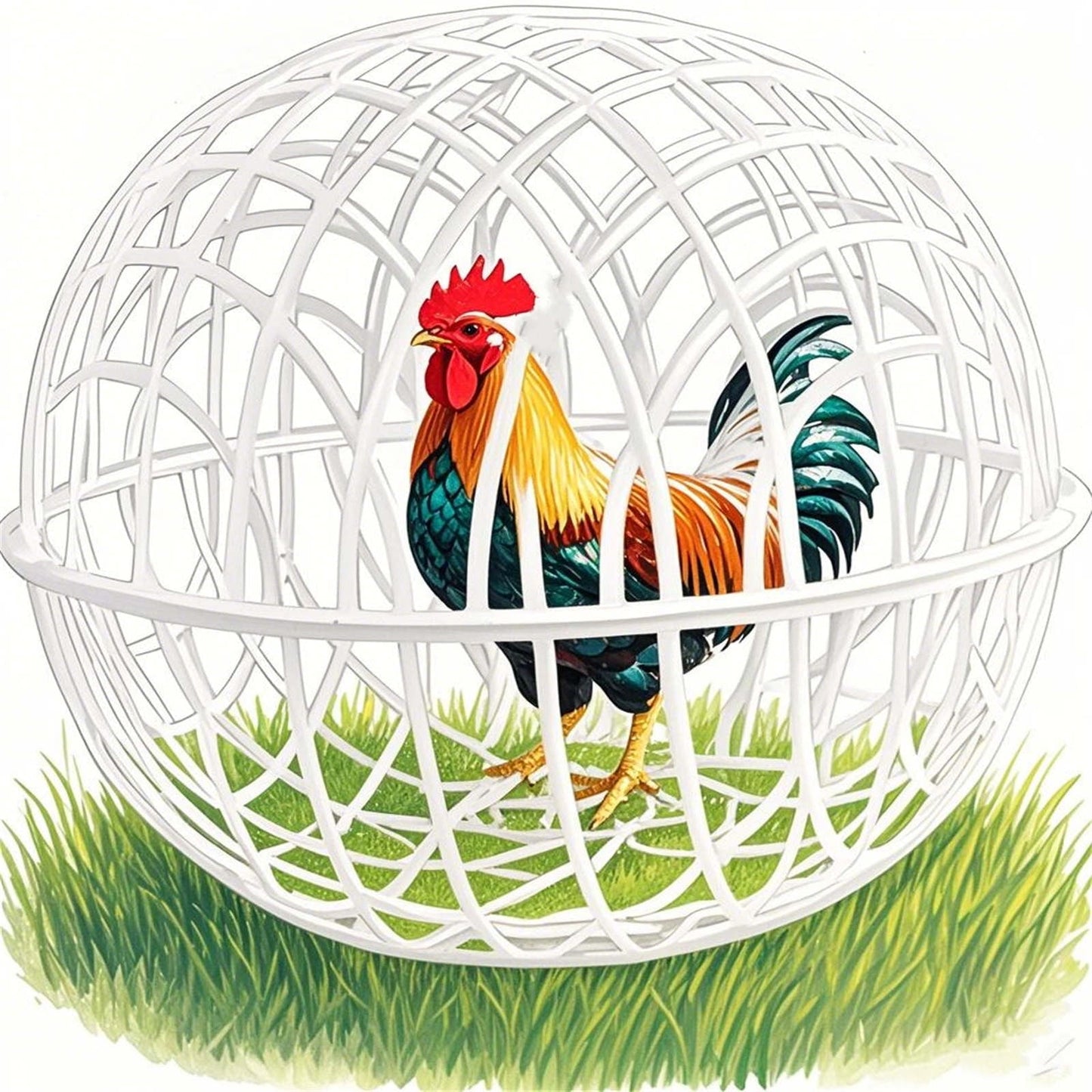 JIANGSS Chicken Coop Circular Cage For Mobile Poultry Fence Detachable Cage For To Dogs From Biting And Horses From Trampling Suitable For Chicks Rabbits And Birds,White,Medium