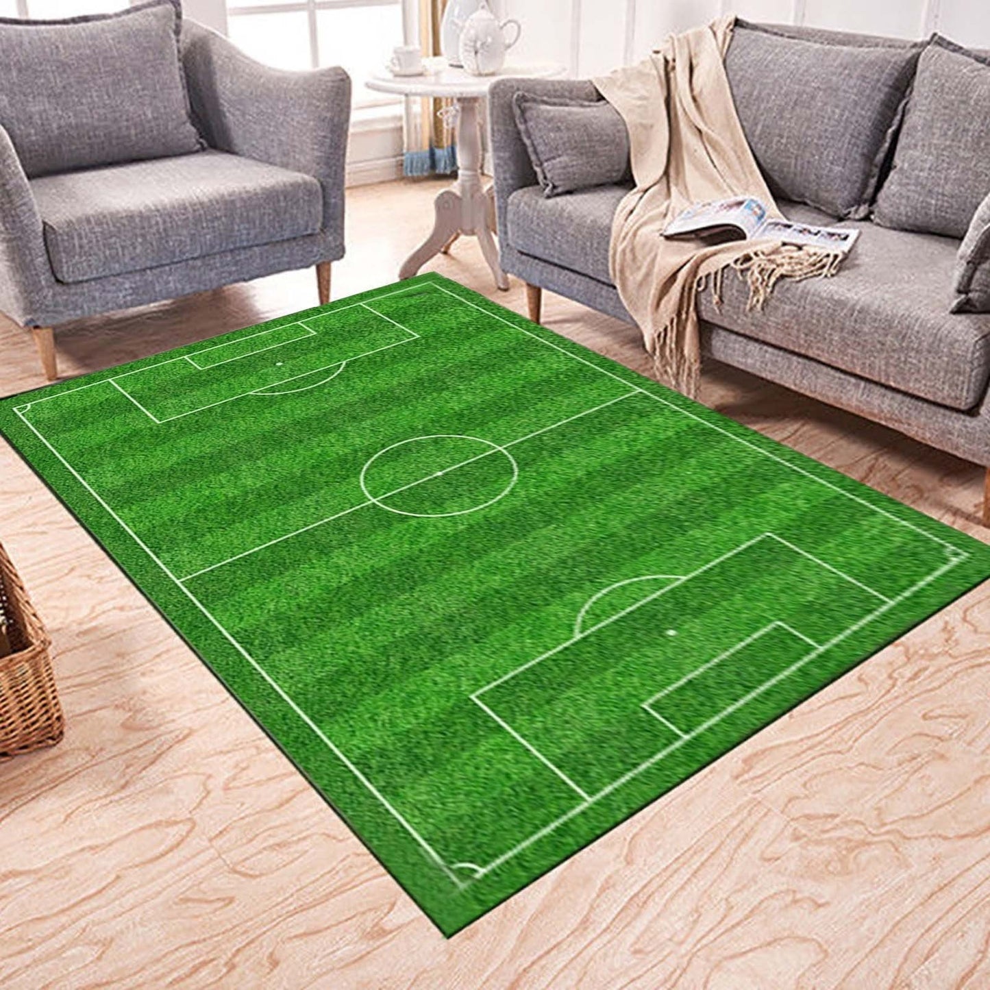LuxeLiving Indoor/Outdoor Area Soft Rug, Football Field Grass Floor Rug, 100% Polyester Non-Slip, for Living Room Coffee Table Home Decoration Gifts, 39.37x78.74in