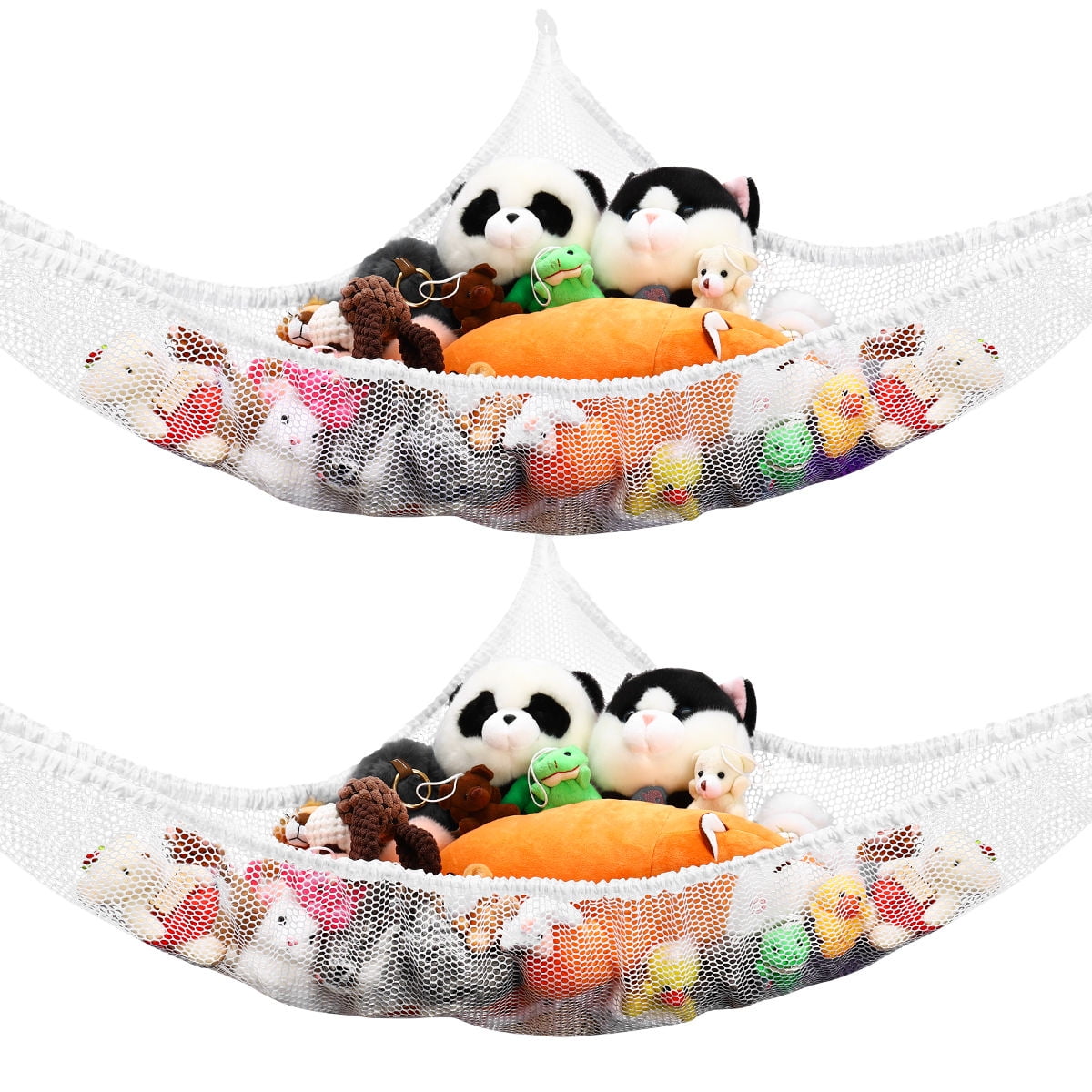 PAMINGONO White Polyester Mesh Toy Hammock for Toy Tidy in Bedroom 2Pcs