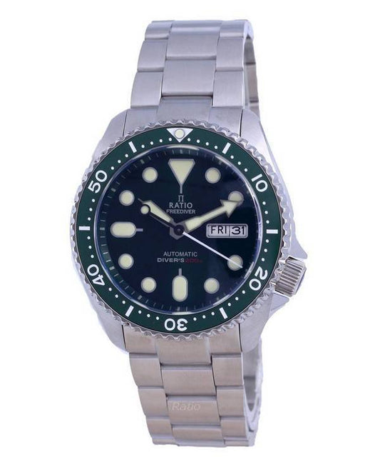 Ratio Freediver Green Dial Sapphire Crystal Stainless Steel Automatic Rta105 200M Men'S Watch