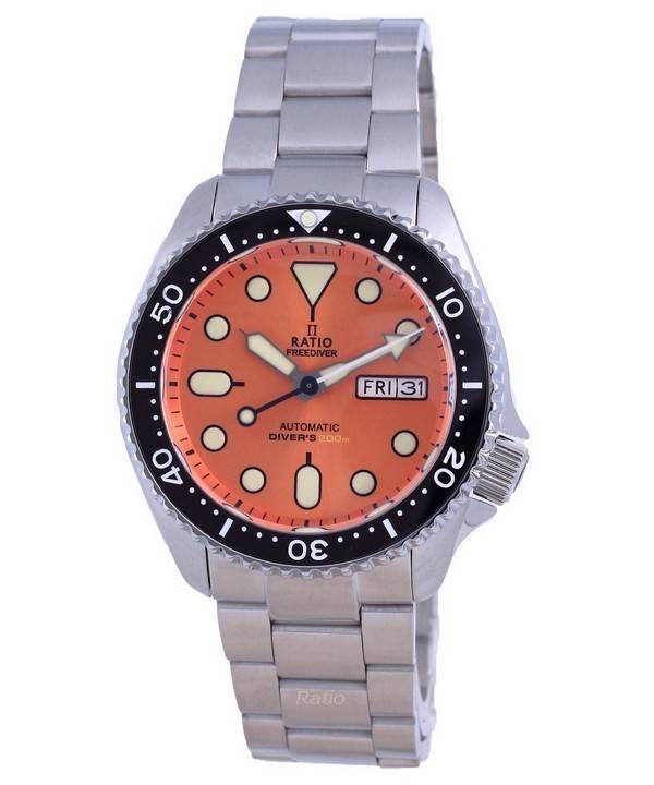 Ratio Freediver Orange Dial Sapphire Crystal Stainless Steel Automatic Rta114 200M Men'S Watch