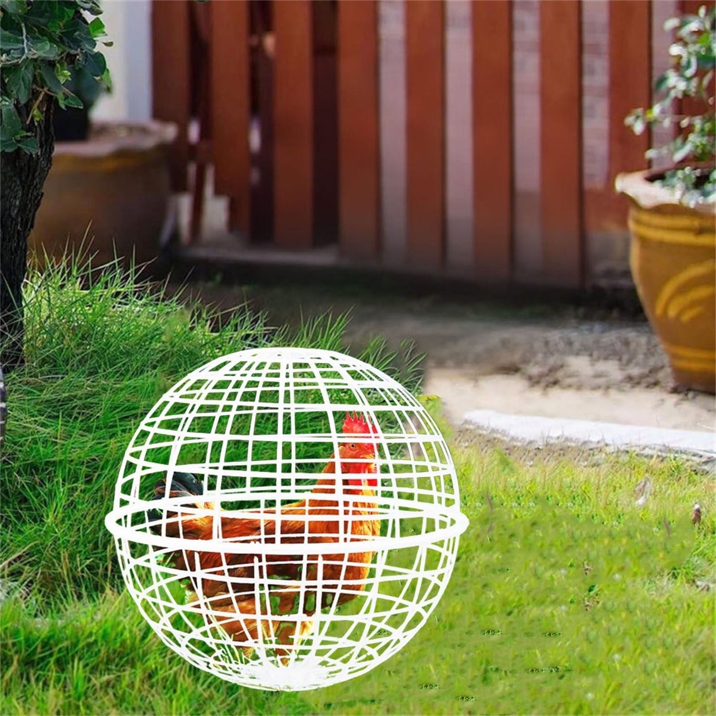 Rolling Chicken Ball Cage - Mobile Poultry Enclosure for Chicks, Rabbits & Ducks, Outdoor Plastic Hutch Protects from Predators & Trampling - Backyard Farm Essential