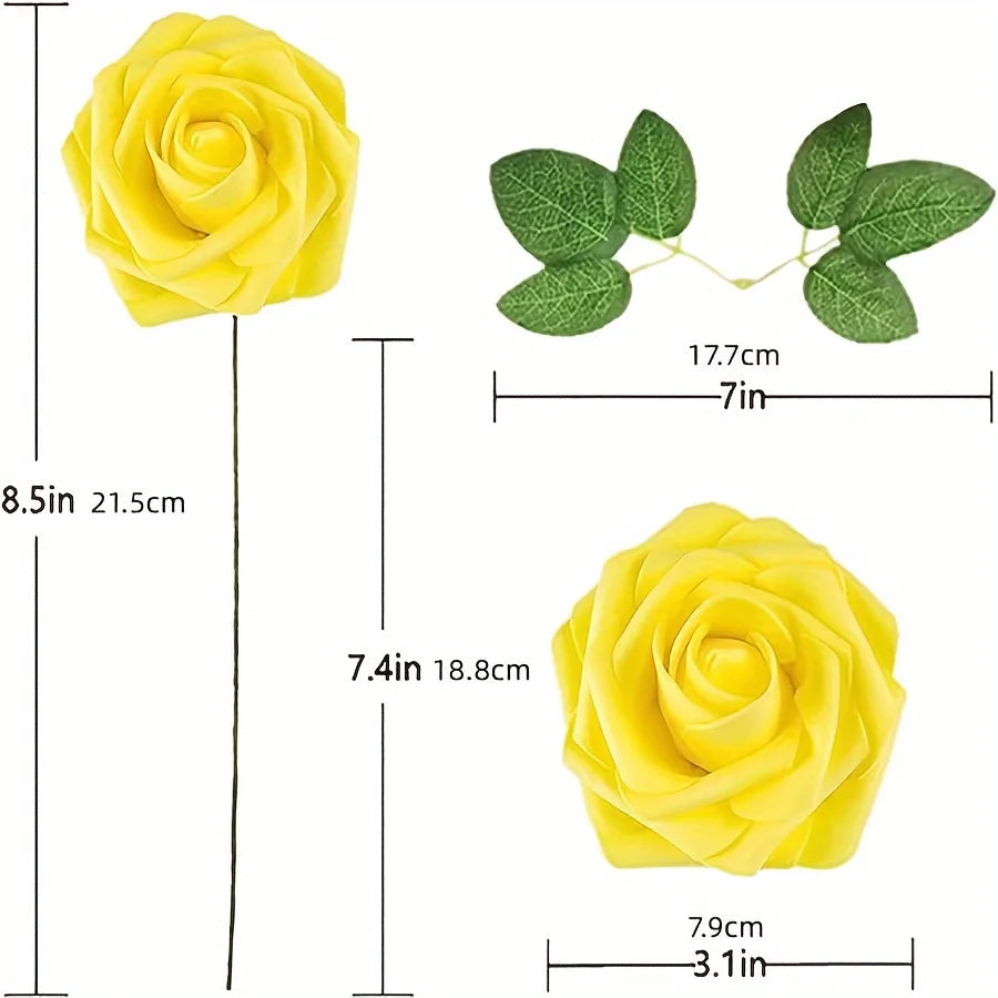 Artificial Roses with Stems