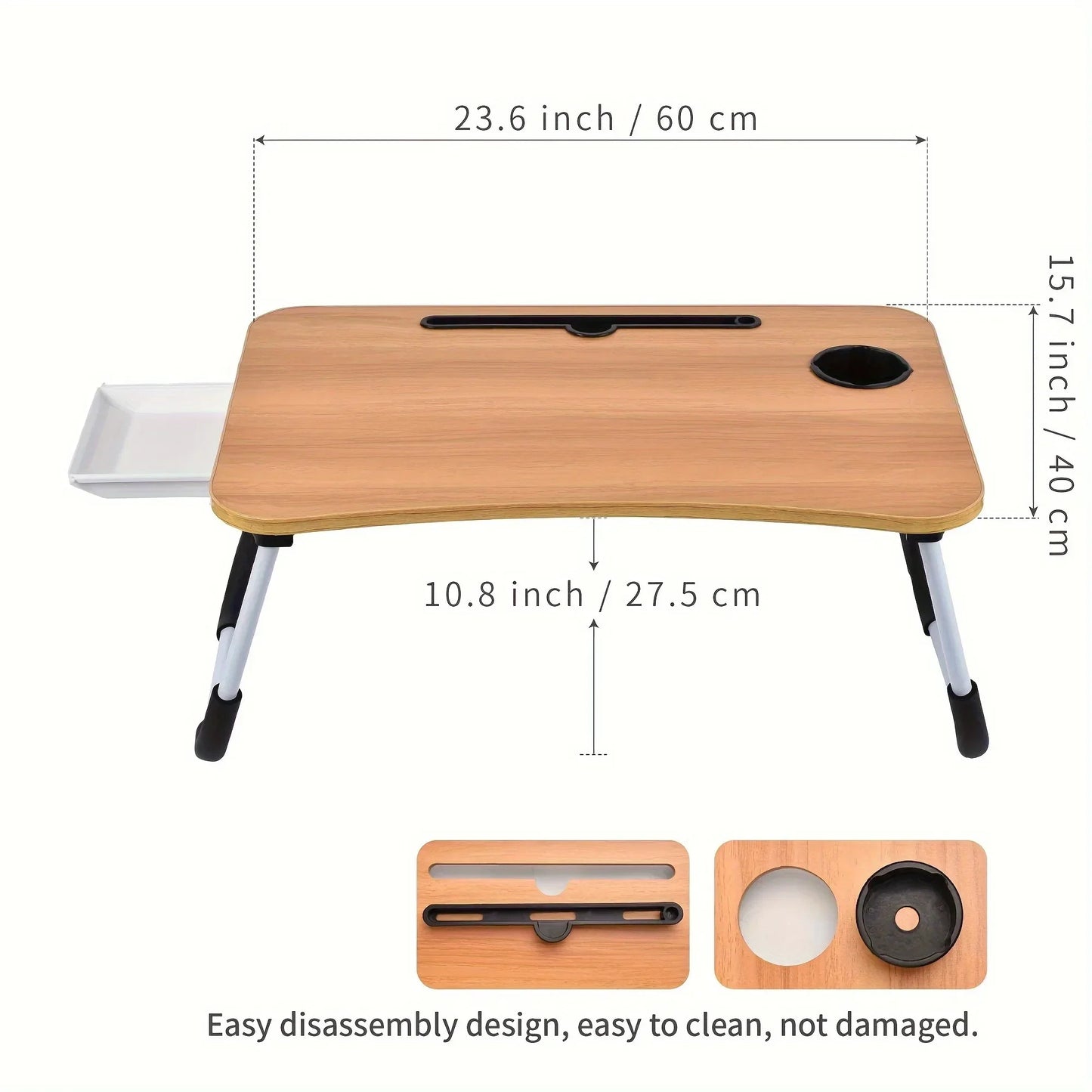 Foldable Laptop Bed Table with Storage