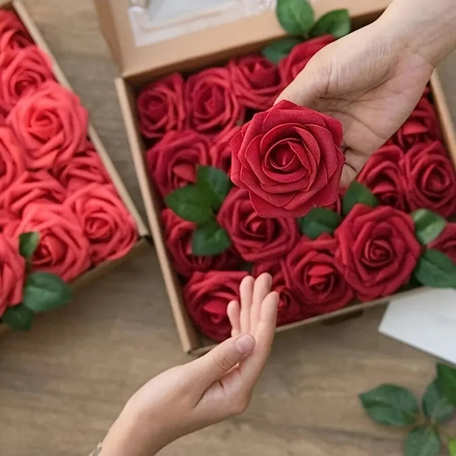 Artificial Roses with Stems