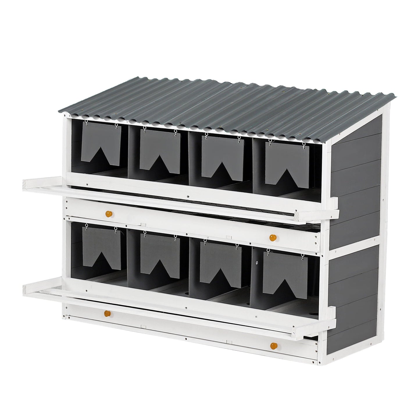 ZephyPaws Nesting Boxes for Chickens, Wooden Chicken Nesting Box, 8 Compartments Egg Laying Boxes for Hens, Ducks & Poultry with Rollout Eggs Collection, PVC Roofing and Foldable Perches
