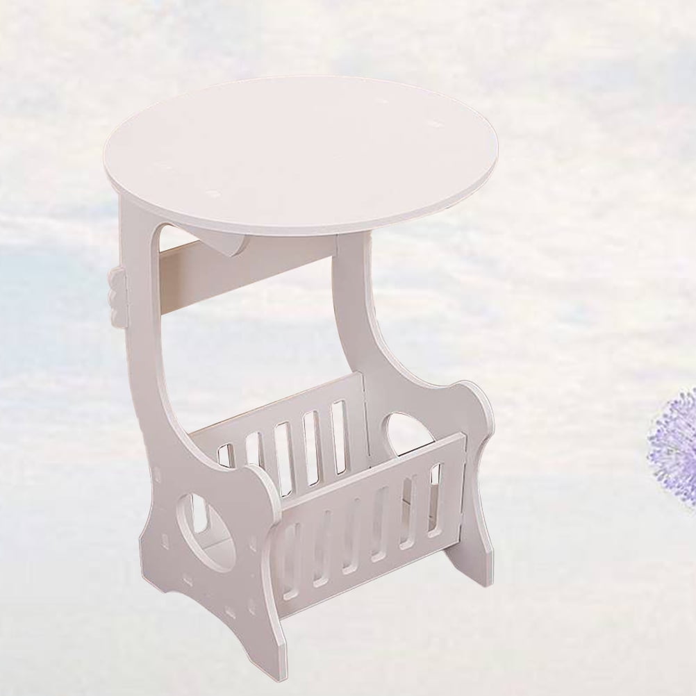 TAILTOSS Modern Accent Table Mini Coffee Table Bamboo with Snack Holder for Sofa Bed Side Use 1Pcs 18.47X14.15X9.43in
