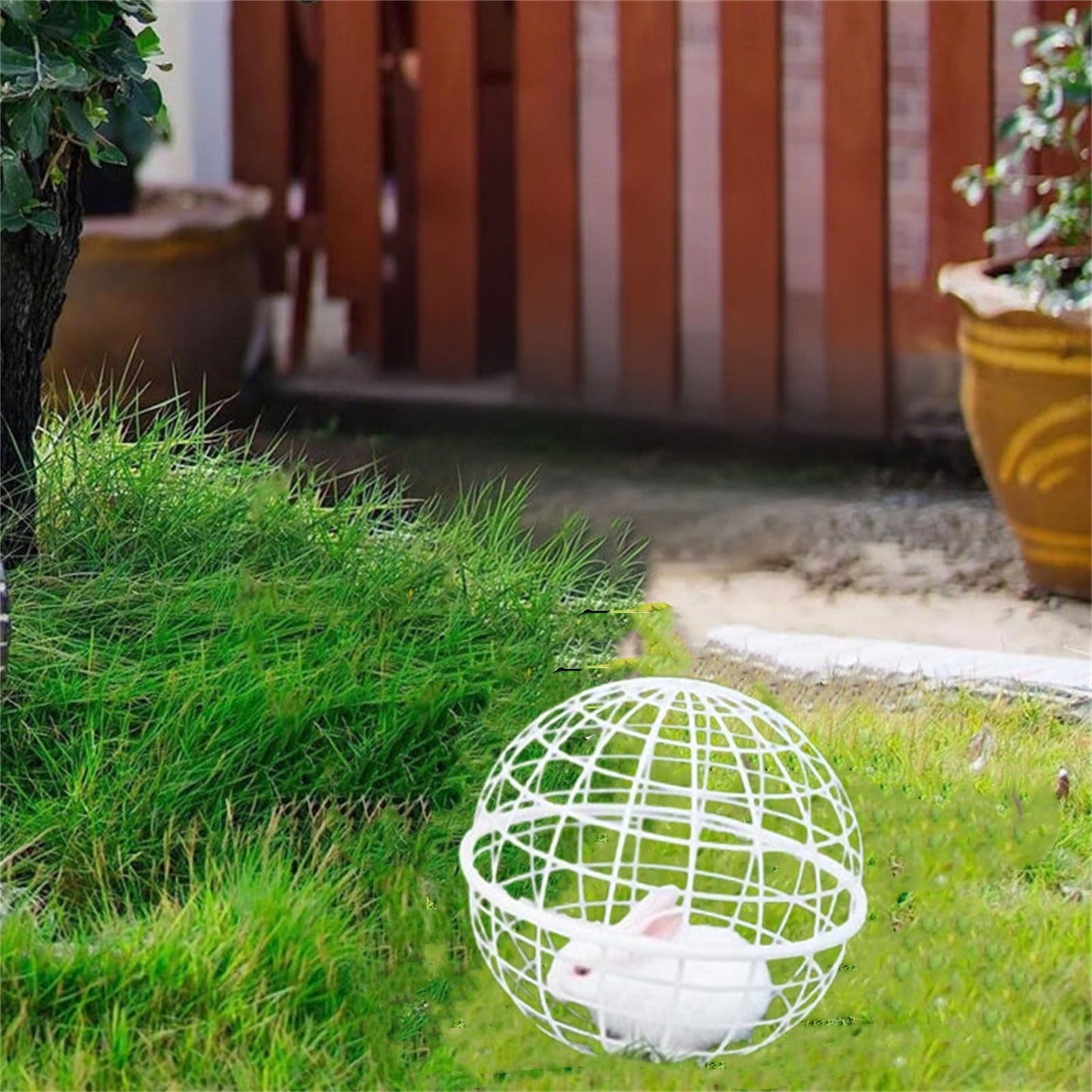 Rolling Chicken Ball Cage - Mobile Poultry Enclosure for Chicks, Rabbits & Ducks, Outdoor Plastic Hutch Protects from Predators & Trampling - Backyard Farm Essential