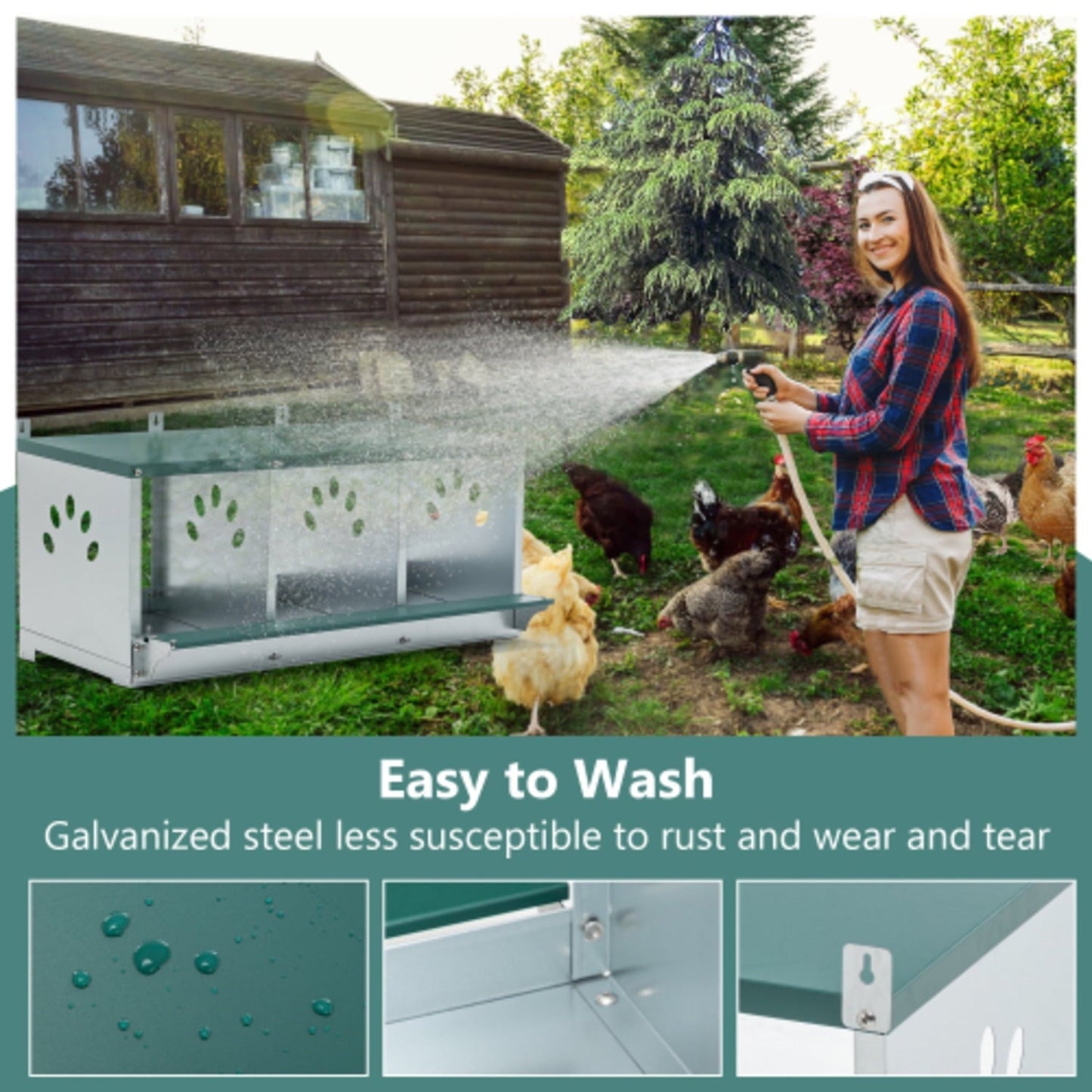 Metal Chicken Gaanized steel Nesting Boxes for Hens Easy to Assemble
