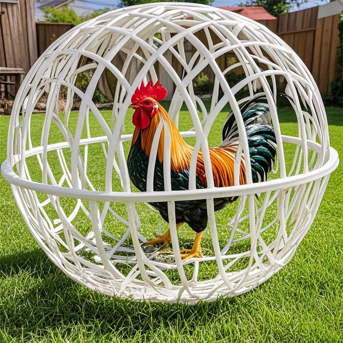 JIANGSS Chicken Coop Circular Cage For Mobile Poultry Fence Detachable Cage For To Dogs From Biting And Horses From Trampling Suitable For Chicks Rabbits And Birds,White,Medium