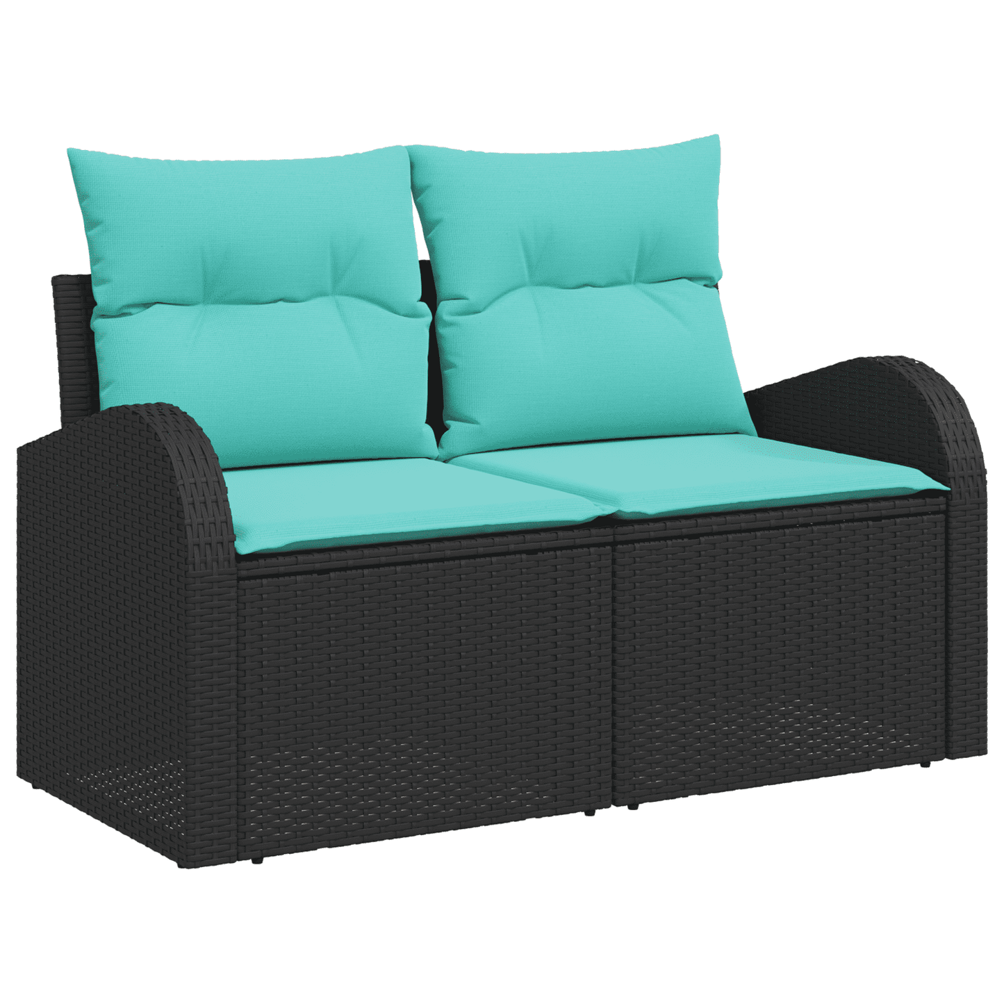 vidaXL 5 Piece Garden Sofa Set with Cushions Black Poly Rattan Acacia