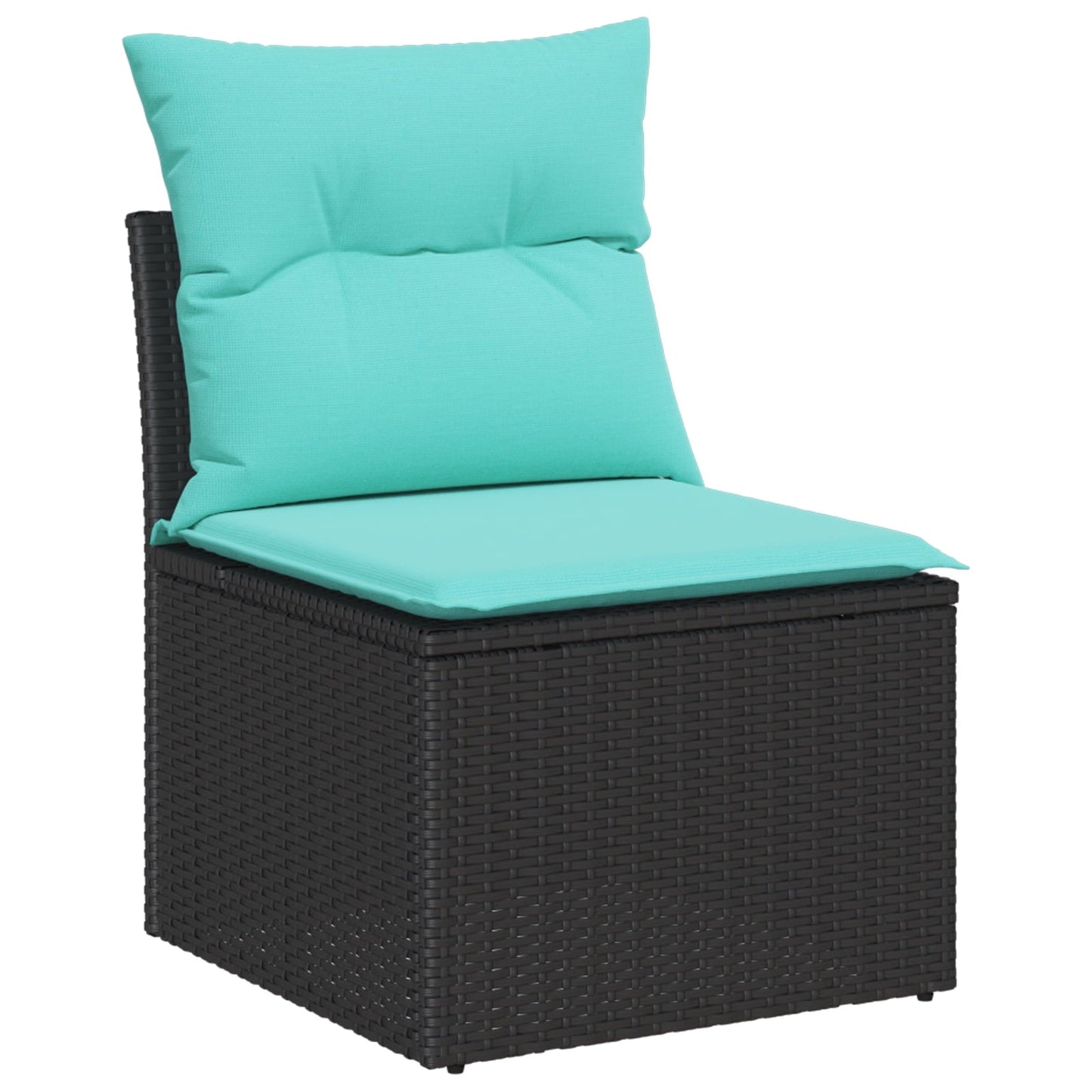 vidaXL 5 Piece Garden Sofa Set with Cushions Black Poly Rattan Acacia, vidaXL 2-Seater Garden Sofa with Cushions Black Poly Rattan