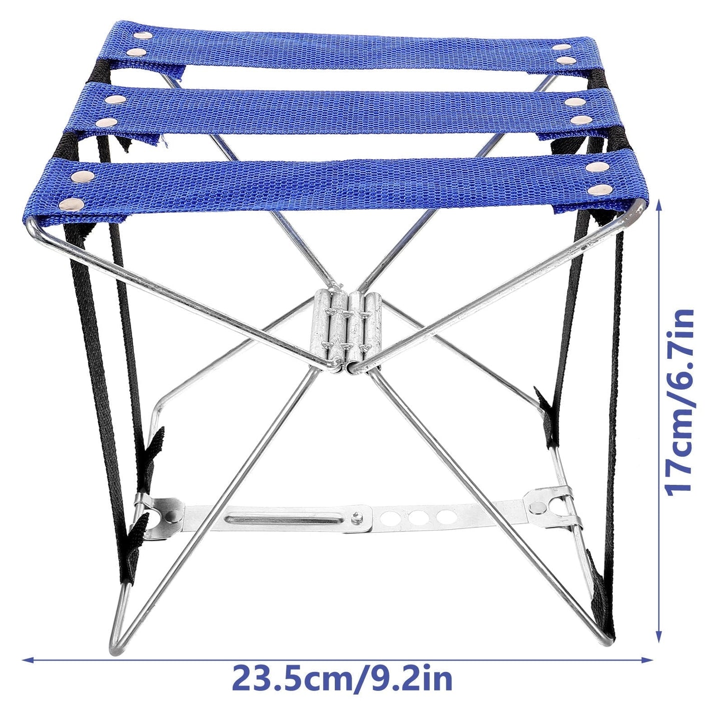 SEWCHICS Camping Folding Stool Rectangular Blue Metal Fabric 1Pack