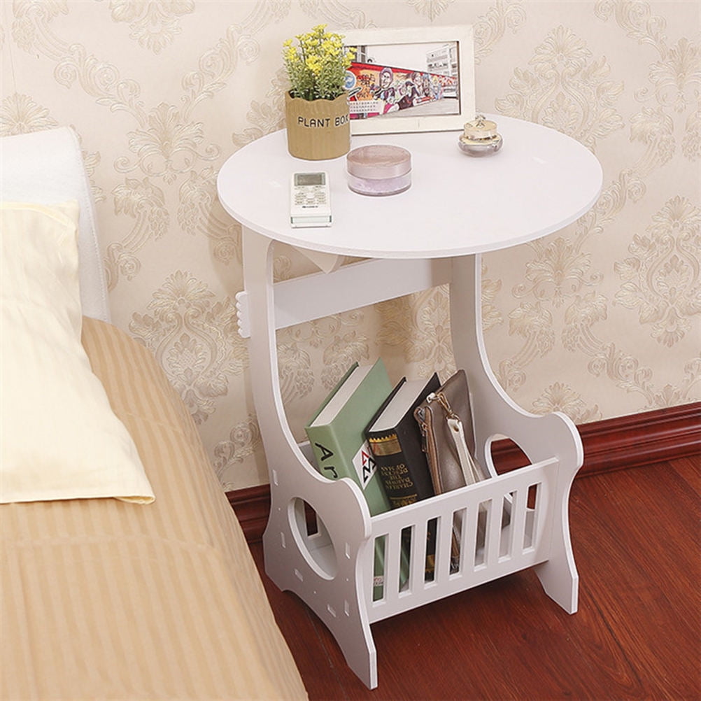 TAILTOSS Modern Accent Table Mini Coffee Table Bamboo with Snack Holder for Sofa Bed Side Use 1Pcs 18.47X14.15X9.43in