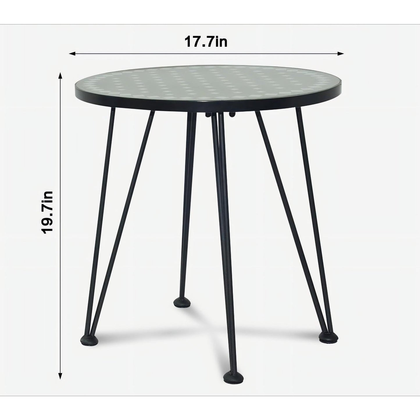 Outdoor Side Table - Round Patio Coffee Table for Porch, Balcony, Garden, or Poolside - Weather-Resistant Table with Decorative Mosaic Design