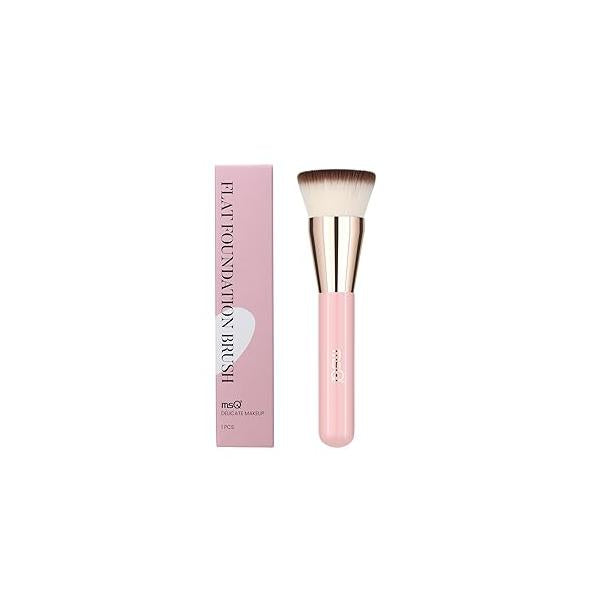 MSQ Flat Top Kabuki Foundation Brush - Premium Makeup for Liquid, Cream and Powder Blending (Black)