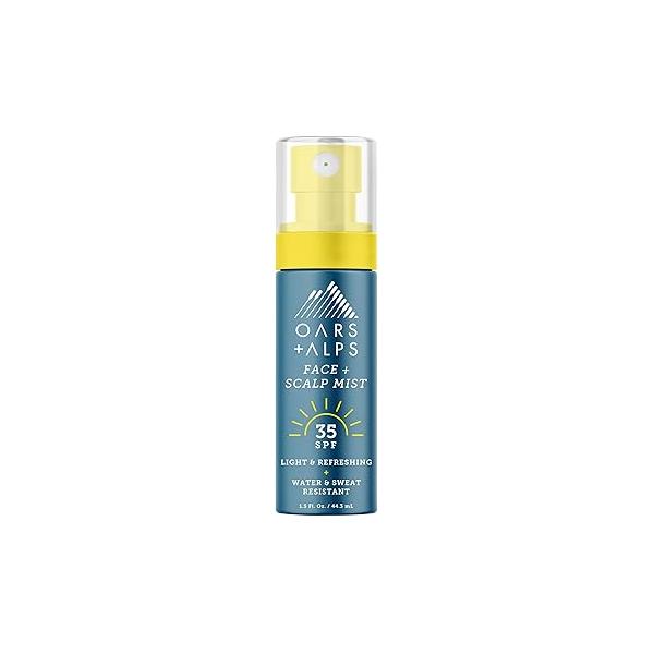 Oars + Alps Face & Scalp Sunscreen Spray Mist, SPF 35 Facial Hair Sunscreen, Protects from Blue Light, Incfused with Aloe Vera Cucumber, Water Sweat Resistant, Summer Splash Scent, 1.5oz