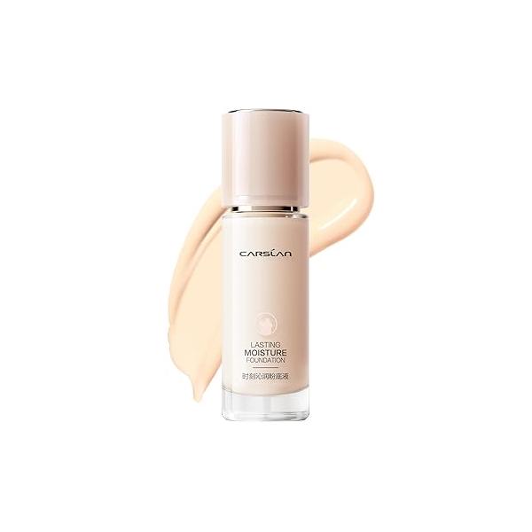 Lasting Moisture Foundation, 24H Longlasting Medium Coverage Dewy Finish Face Makeup, Poreless, Lightweight, Hydrating Liquid Foundation For Dry Skin, M02