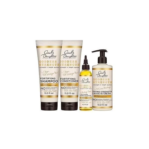 Carol's Daughter X Coco Gauff Goddess Strong Bundle: Hair Care Kit with Shampoo, Conditioner, Leave-In Treatment and Scalp Oil, 4 Items