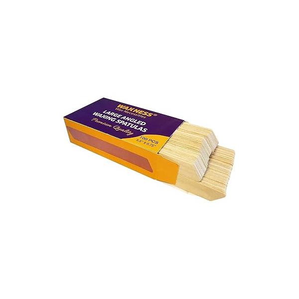 Waxness Body Waxing Wooden Angled Spatula Applicator 100 Pk