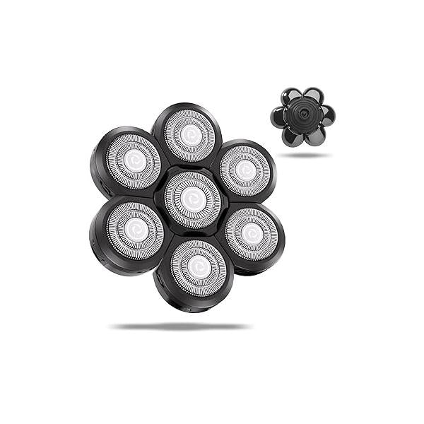 Universal Head Shaver Replacement Heads Magnetic 7 Blades Compatible with Freebird & Other Brands (7msilver)