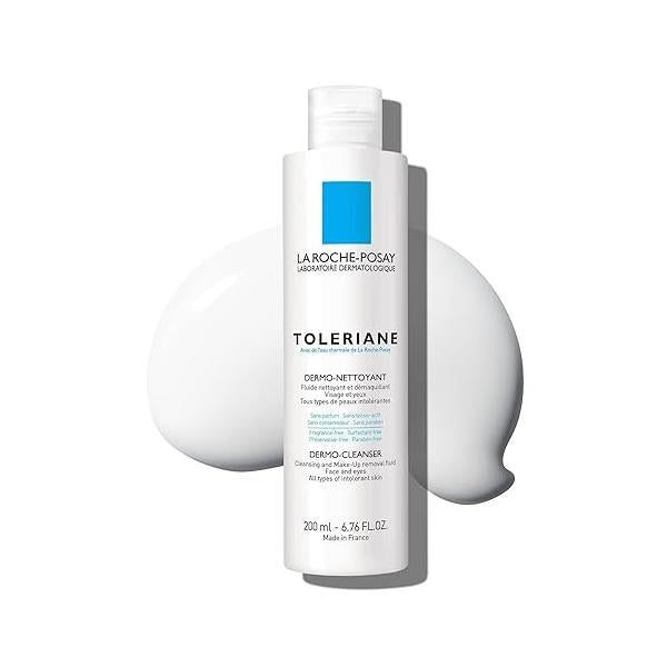 La Roche-Posay Toleriane Dermo Facial Cleanser for Face & Eyes, Gentle Wash and Makeup Remover, Milky Texture, Fragrance Free, Preservative Free