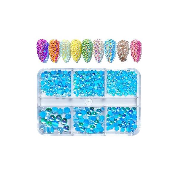 NAISKA 800Pcs Nail Art Rhinestones Set Colorful Flatback Glass Diamantes Gems for Nails Design Sparkly Diamond Beads DIY Crafts Clothes Tumblers Face Makeup Manicure