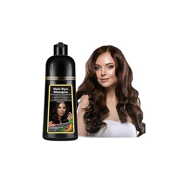 Instant Dark Wine Red Hair Dye Shampoo 3 in 1 for Gray Hair, Natural Color Men & Women, 17.6 FL OZ Herbal Colors Minutes