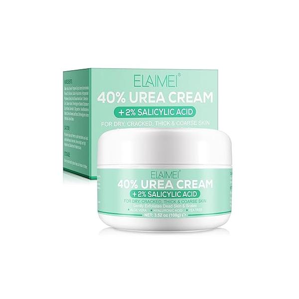 Urea Cream 40 Percent For Feet Maximum Strength,40% Plus 2% Salicylic Acid with Hyaluronic Acid,Tea Tree,and Aloe Vera for Foot and Hand - Deep Moisturizes,Callus Remover 3.53 oz