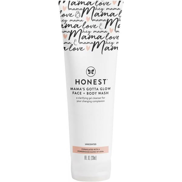 The Honest Company Mama's Gotta Glow Face and Body Wash | Pregnancy Safe Clarifying + Exfoliating AHA Cleanser 8 fl oz