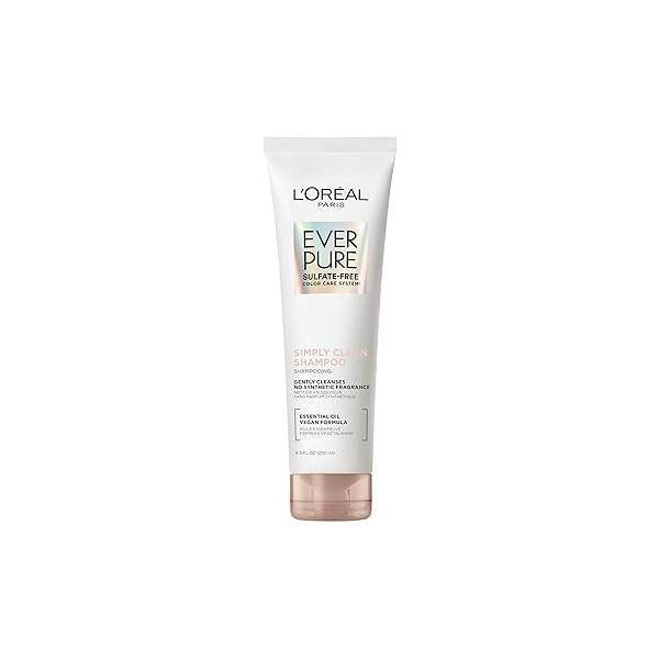 L'Oreal Paris EverPure Sulfate Free Simply Clean Shampoo, Hydrating Hair Care with Rosemary Essential Oils, 8.5 Fl Oz