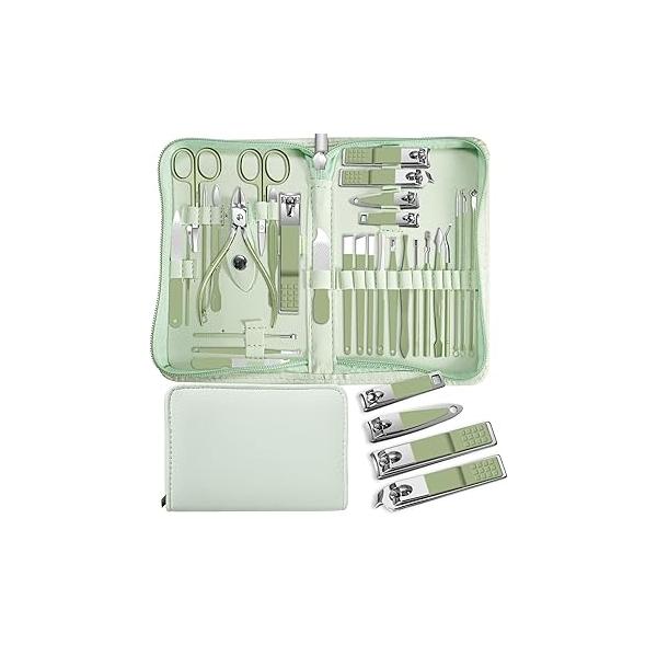 Manicure kit Personal Care Mens Grooming Kit, 30 in 1 Professional Nails Kit Pedicure Nail Clippers for Men and Beauty Tool Portable Set, with Luxurious Travel Case (Black)