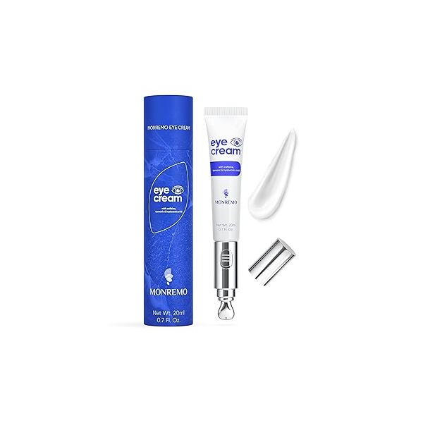 Under Eye Cream with Caffeine, Turmeric & Hyaluronic Acid | Vibrating Applicator Snail Mucin Anti-Aging Treatment to Reduce Wrinkles, Dark Circles, Puffiness, Bags Intense Hydration 0.7 oz