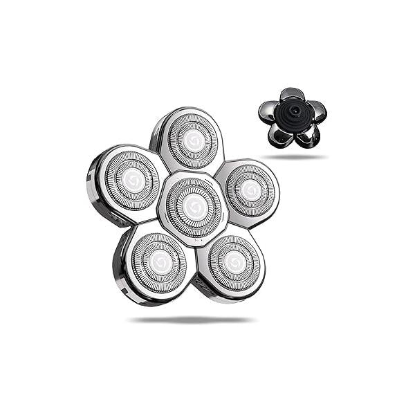 Universal Head Shaver Replacement Heads Magnetic 7 Blades Compatible with Freebird & Other Brands (7msilver)