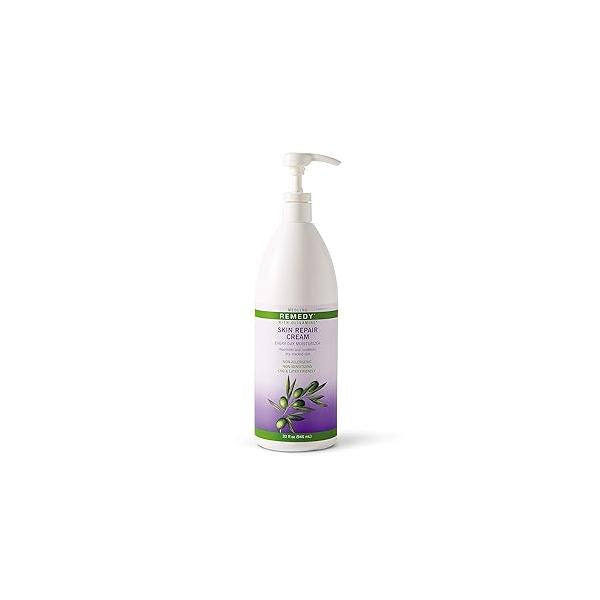 Medline Remedy Skin Repair Cream with Olivamine, 32 oz. bottle, lightly scented, for dry and cracked skin