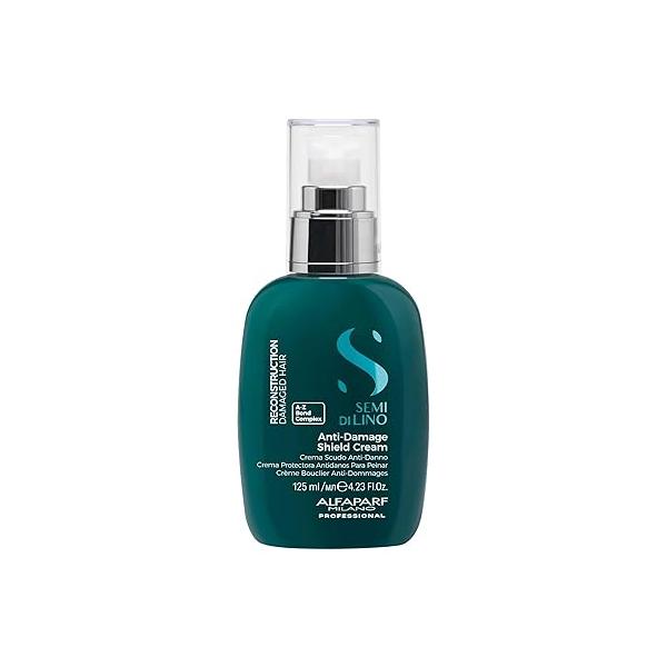 Alfaparf Milano Semi di Lino Reconstruction Bond Repair Hair Treatment Cream for Damaged - Thermal Protector Breakage Shield Leave-In Vegan (4.23 oz)
