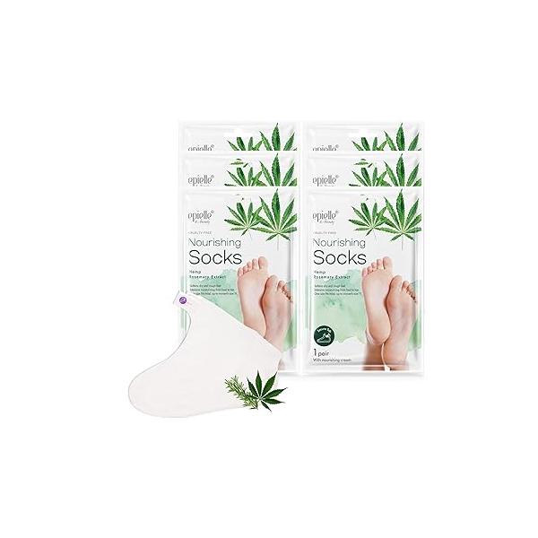 Epielle Relaxing Foot Masks 6 Pairs, Deep Moisturizing Socks for Dry Feet & Cracked Heels, Relieve and Soften with Melatonin Lavender Extract, Korean Skin Care, Spa, Self Care Gifts Women