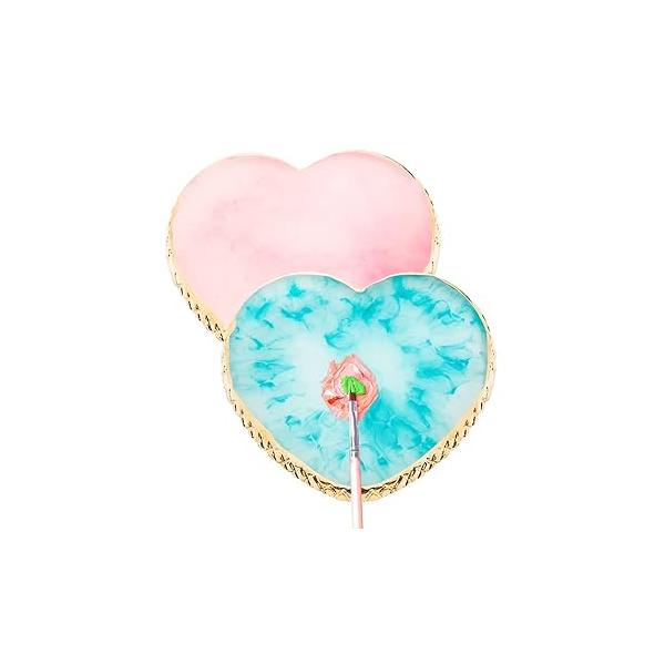2 Pcs Resin Nail Art Palette, Painting Palettes Gold Edge Holder Display Board