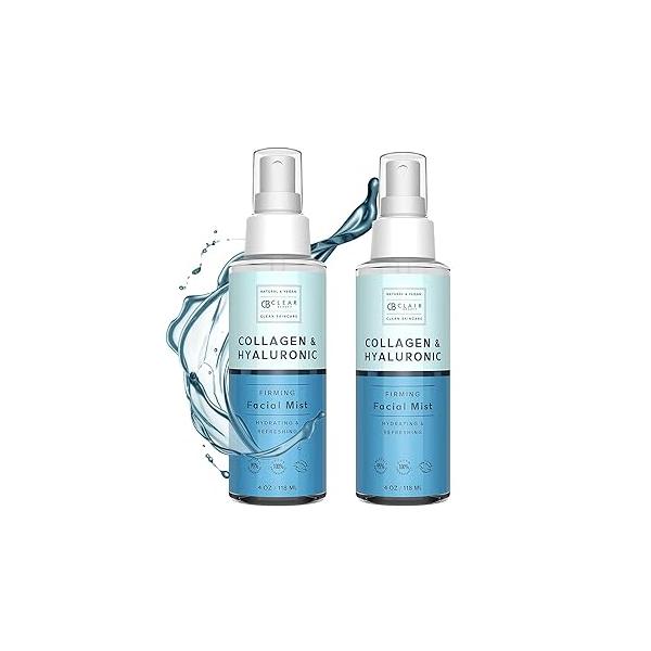 Hyaluronic Acid & Collagen Face Mist - Dermatologist Tested, Moisturizes Tones Skin, Anti-Aging, Natural Ingredients, Cruelty-Free, 95% All Skin Types 4 OZ