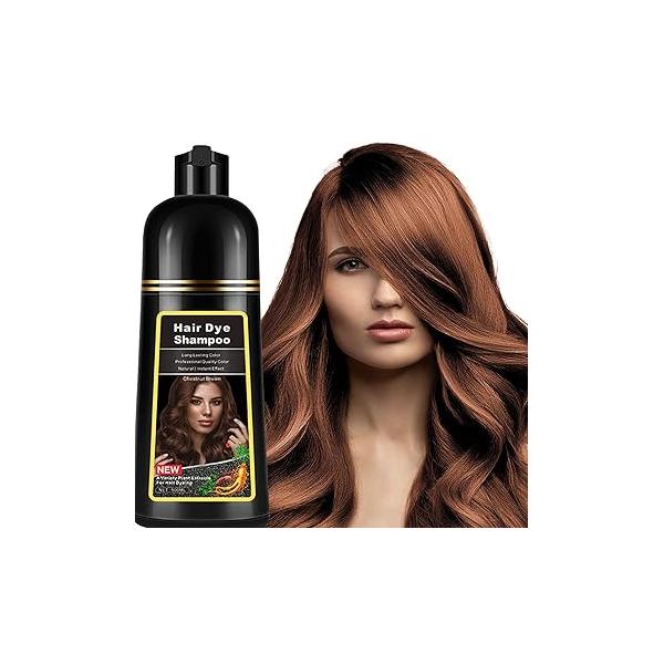 Instant Dark Wine Red Hair Dye Shampoo 3 in 1 for Gray Hair, Natural Color Men & Women, 17.6 FL OZ Herbal Colors Minutes