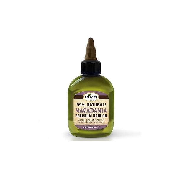 Difeel Premium Mega Care Natural Hair Oil - Macadamia 2.5 ounce